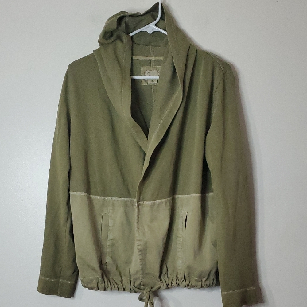 Anthropologie Postmark Cotton Utility Hooded Lightweight Jacket Size Small Olive